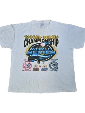 Vtg Florida Marlins NY Yankees 100th Anniversary 2003 World Series Shirt Sz XL